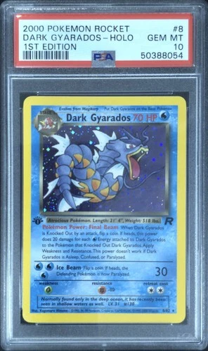 2000 POKEMON ROCKET 1ST EDITION #8 DARK GYARADOS-HOLO PSA 10