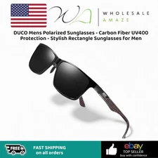 DUCO Mens Polarized Sunglasses - Carbon Fiber UV400 Protection - Stylish