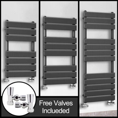KBSTAR Anthracite Flat Panel Bathroom Towel Rail Radiator With Free Angled Valves