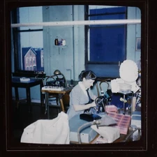 Stereo realist slide - Marie Beck Seamstress - VTG Kodachrome #296