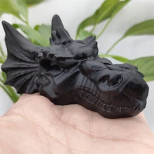 3" Natural Carved Obsidian Dragon,Quartz Crystal Skull Reiki Healing 1pc