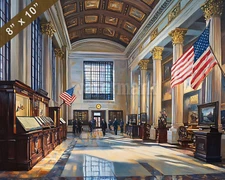 NYSE lobby with historical artifacts oil painting 8x10 Print