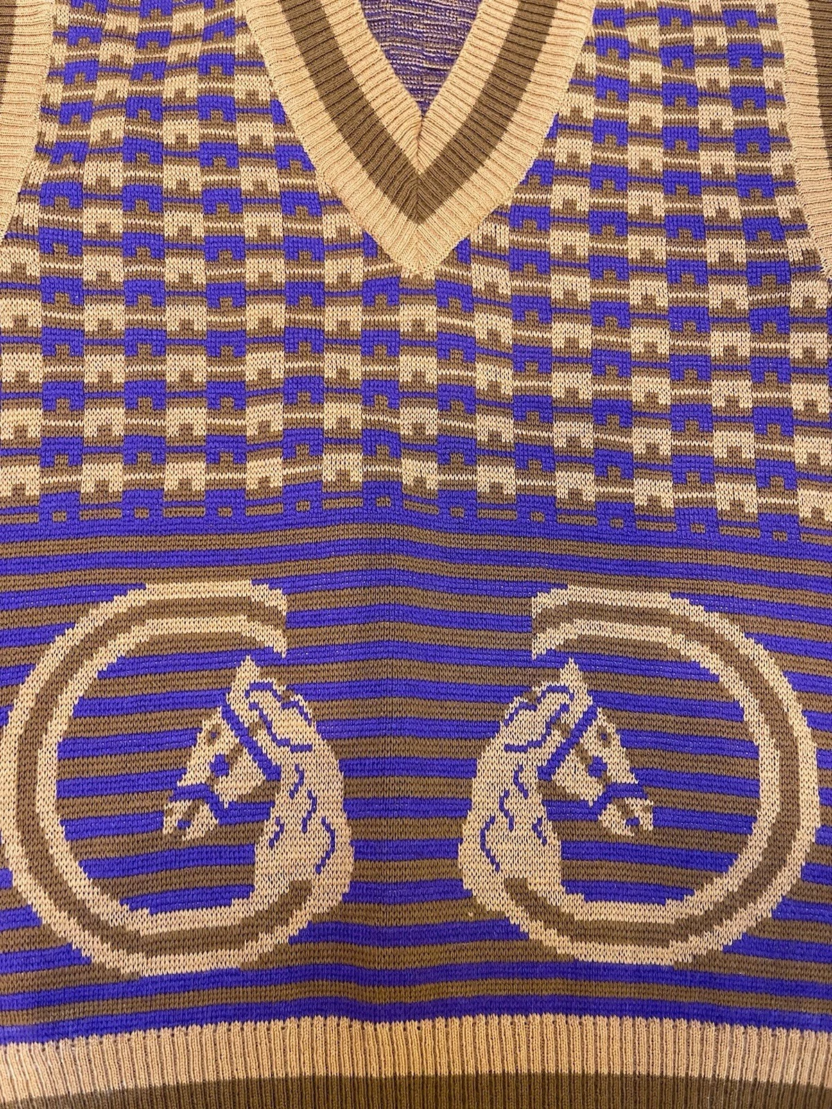 Vintage GUCCI maglione smanicato gilet golf taglia 44 GG testa di cavallo logo piccolo