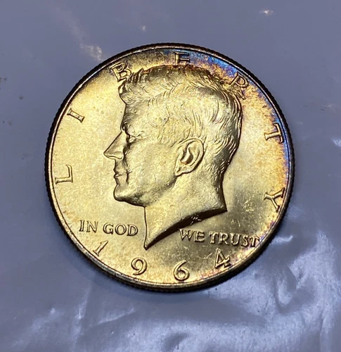 1964-P Silver Kennedy Half Dollar BU+ GOLD PLATED 50 Cents Coin Golf Ball Marker