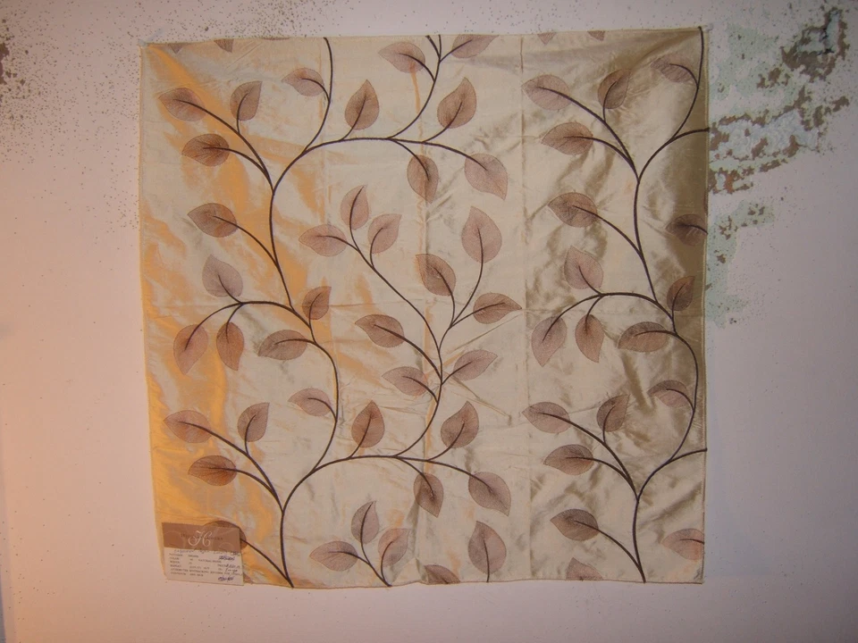 Highland Court "刺绣阿斯彭叶" 100% 真丝, 织物残余物, 米黄色 — 第 2/2 张图片