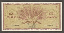 Finland 1 Markka 1963; EF+; P-98; BNB-B386a; Ears of wheat