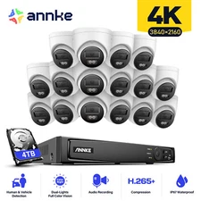 ANNKE 12MP 16CH 8CH NVR 4K Audio PoE Security Camera System Color Night AI IP67
