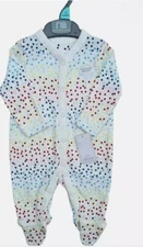 NEW Mothercare Baby  Cotton Babygrow Ivory / Spot Sleepsuit