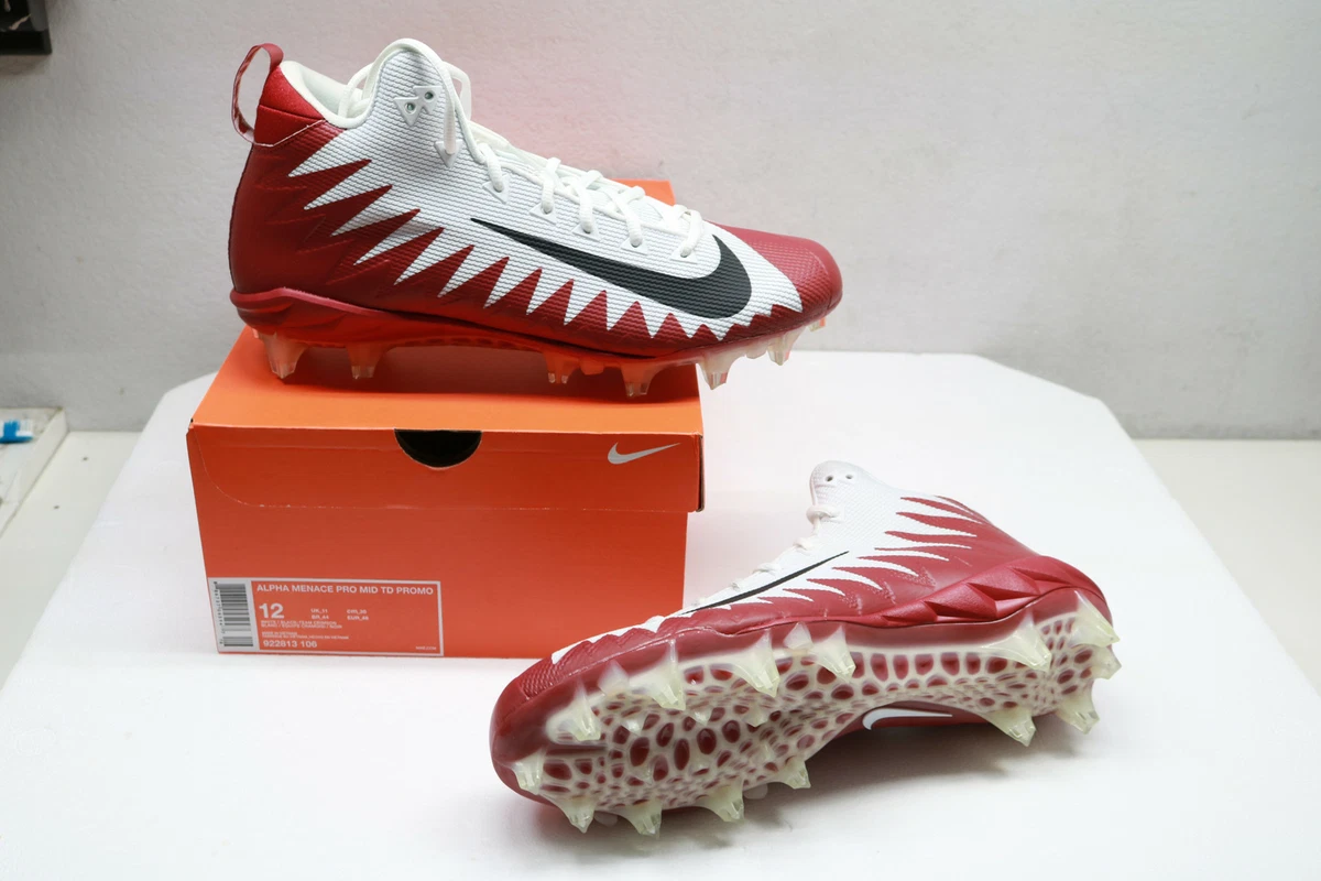 Nike Alpha Menace Pro Football Cleats Crimson Red White Arkansas Razorbacks