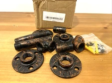 1/2" IRON FLOOR FLANGE Rustic Fitting Pipes Set 10 Pieces 1914 In Box