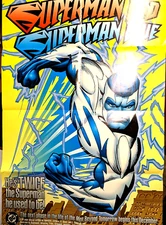 Superman Blue Superman Red 34" X 27" Folded Promo Poster Used Blue Superman 1999
