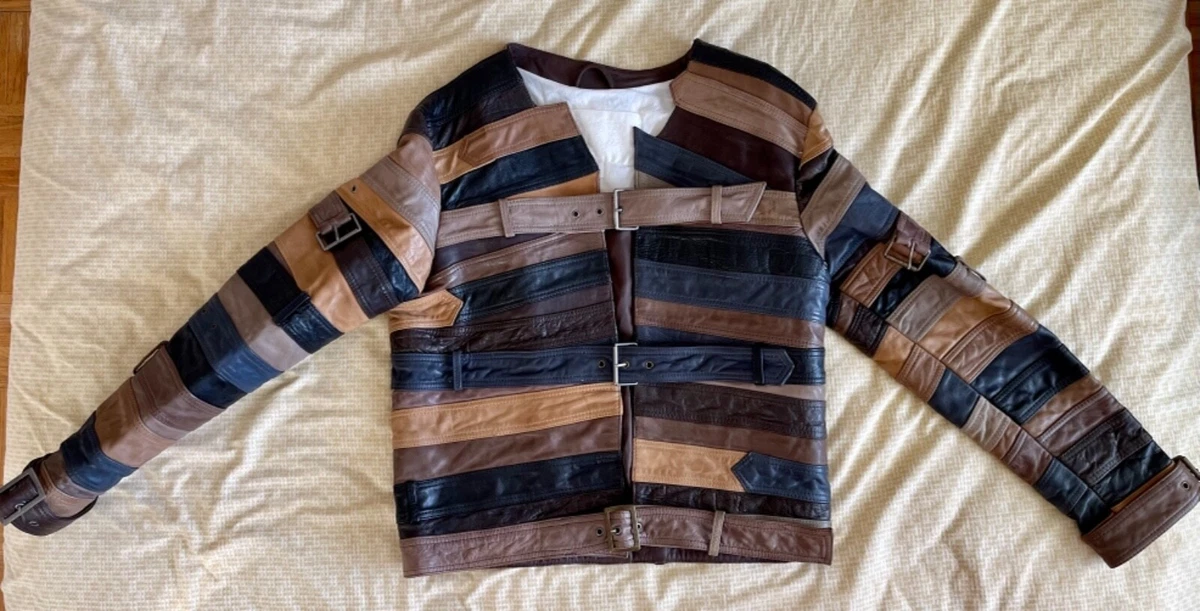 MAISON MARTIN MARGIELA H&M Leather Belt Motorcycle Jacket Size L 