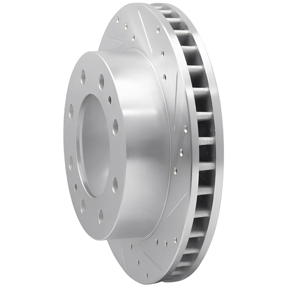 Rotores de freno de disco delanteros ventilados, perforados y ranurados con pastillas para GMC Savana 2500 Foto 3 de 4