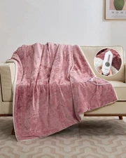 GarveeHome Pink Heated Throw Blanket, Electric 50x60, 
