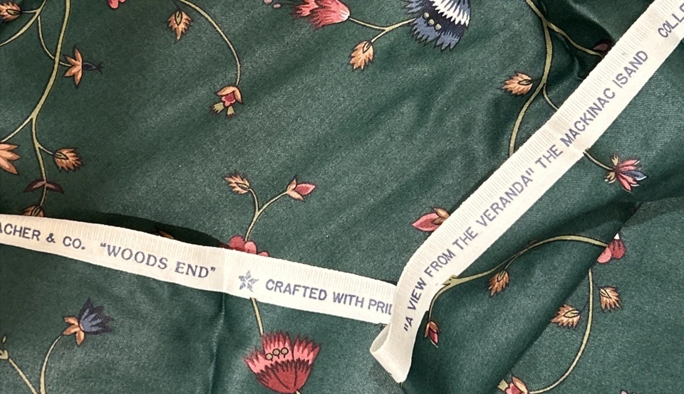 Vintage WAVERLY Fabric “WOODS END” A View From the Veranda Dark Green Cotton 1yd - Image 3 of 3