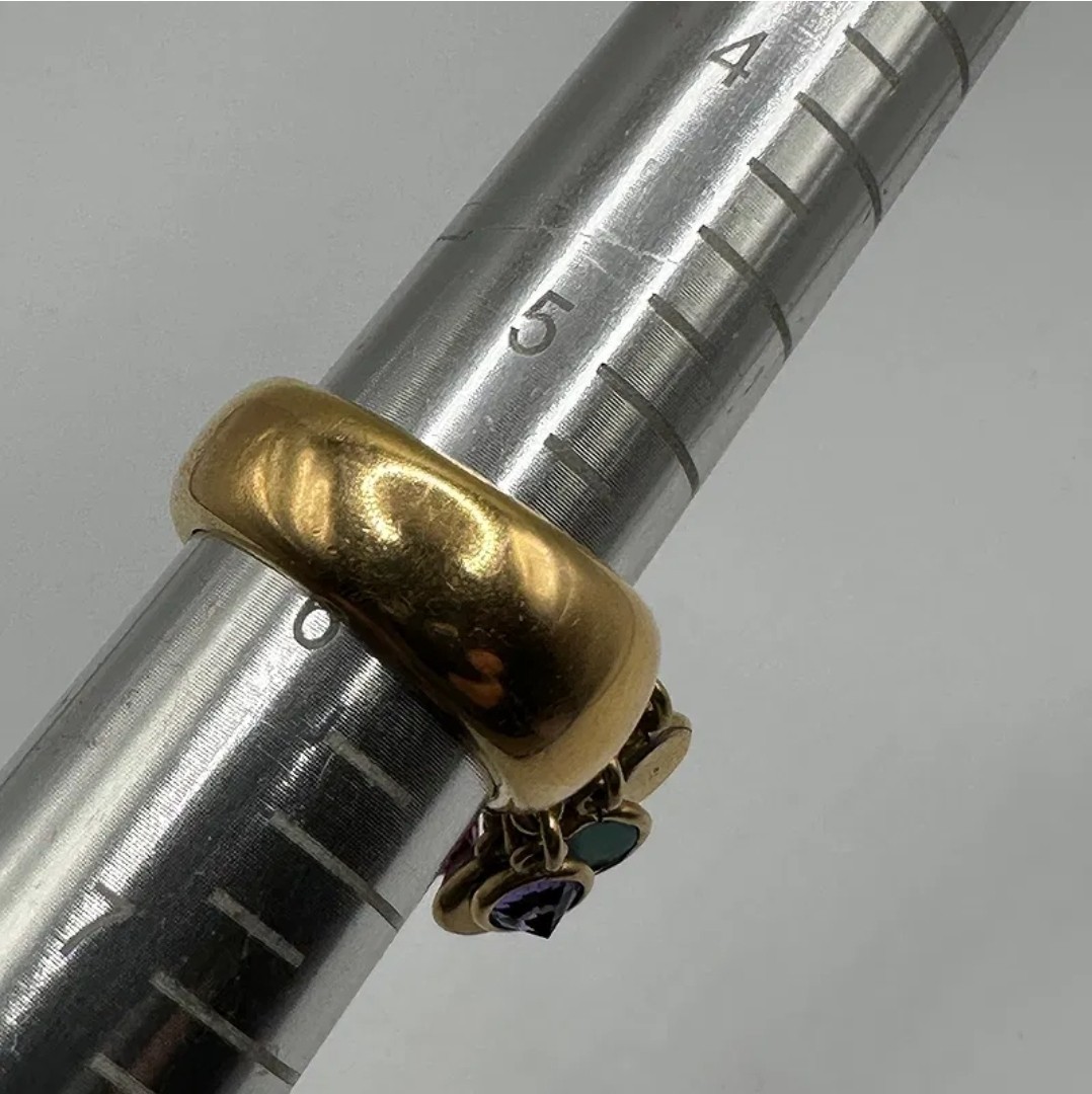 RARE 18k Solid Gold Ring With Multi Gemstones   S… - image 3