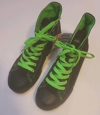 Snap On Tools Hot Rod Black Neon Green Canvas Hi-Top Sneakers Men's Size 7 NEW