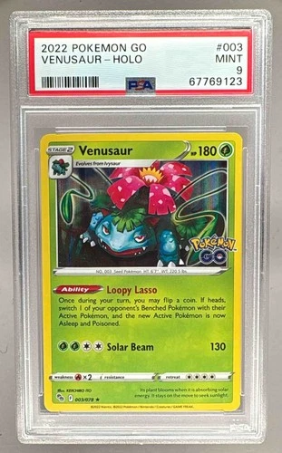 67769123 Venusaur 2022 Pokemon Sword & Shield Pokemon GO #003 Holo PSA 9