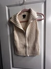 Moda International Sweater Vest Zip Front Chunky Knit Ivory Cable Knit Y2K  Med