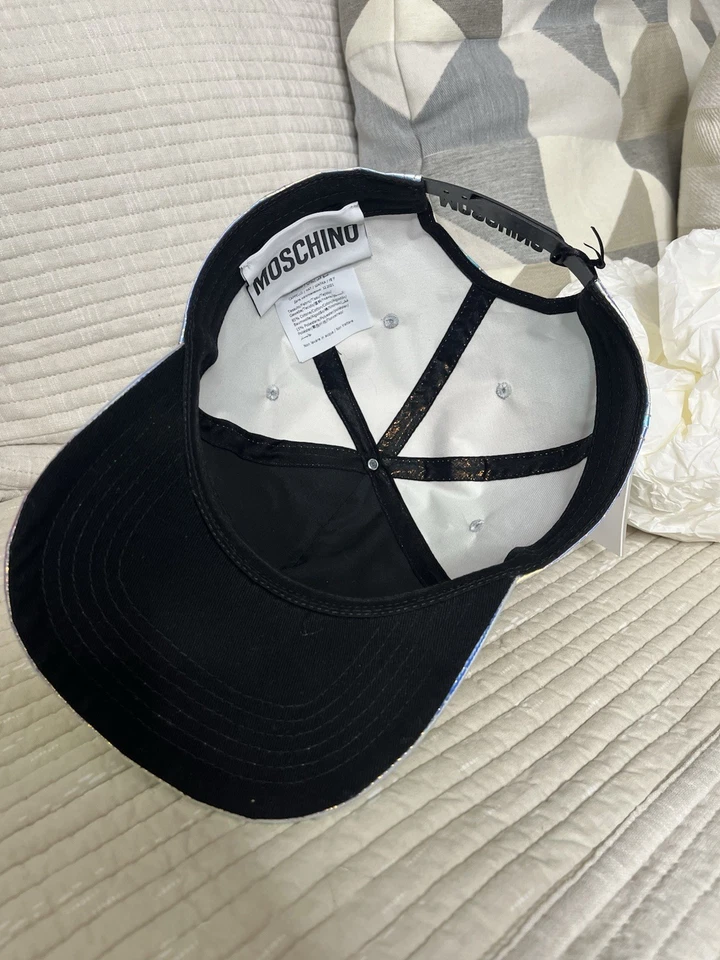 Cappello da baseball Moschino iridescente faccina sorridente nuovo con etichetta - Immagine 4 di 4