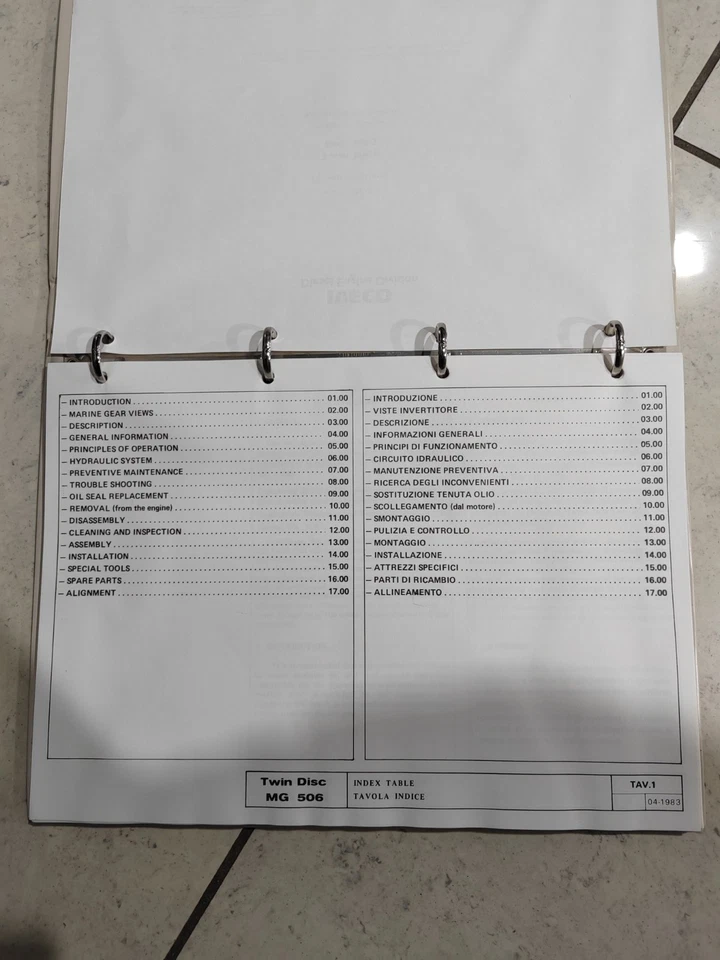 MANUALE RIPARAZIONE MOTORI IVECO FIAT MARINI INVERTITORE MARINO TWIN DISK MG 506 - Immagine 3 di 4