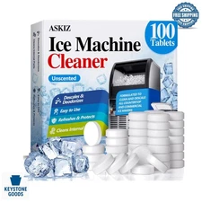 100 Pack Ice Maker Cleaner & Descaler Tablets - Eco-Friendly, Nickel Safe, Co...