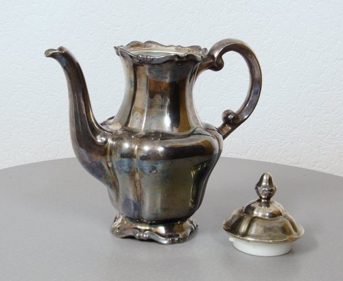 Cafeteras antiguas exclusivas de porcelana 5 piezas plateadas Art Dèco años 30 - Imagen 4 de 9