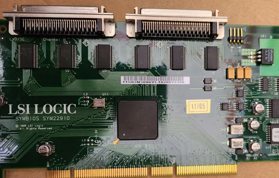 IBM 03N3606 Model: 4-R Dual Channel PCI-X U2 SCSI Adapter LSI P/N: SYM22910 - Image 2 of 2