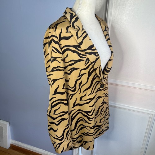 Scotch & Soda Amsterdam Tiger Stripe Blazer Satin Oversized Women's Size Medium - Picture 3 of 14
