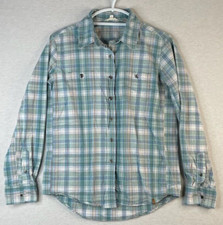 Wrangler Riggs Workwear Shirt Men's Small Blue Plaid Button Up Long Sleeve