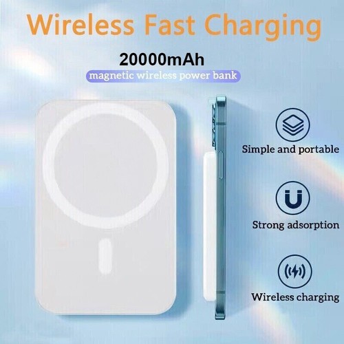20000mAh Magnetic Power Bank Wireless Battery Pack +Cables For iPhone / Android - Picture 7 of 18