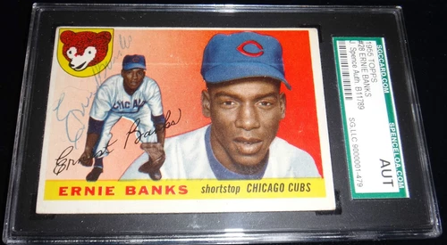  Ernie Banks 1955 Topps #28 Vintage Signed Autographed Card SGC JSA 2nd Year RC