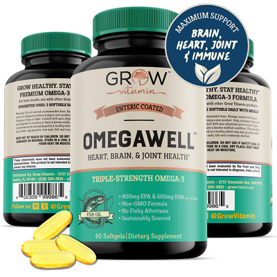 Triple Strength Omega 3 Fish Oil | 3600 mg EPA & DHA | Over 2,000mg of Omega-3