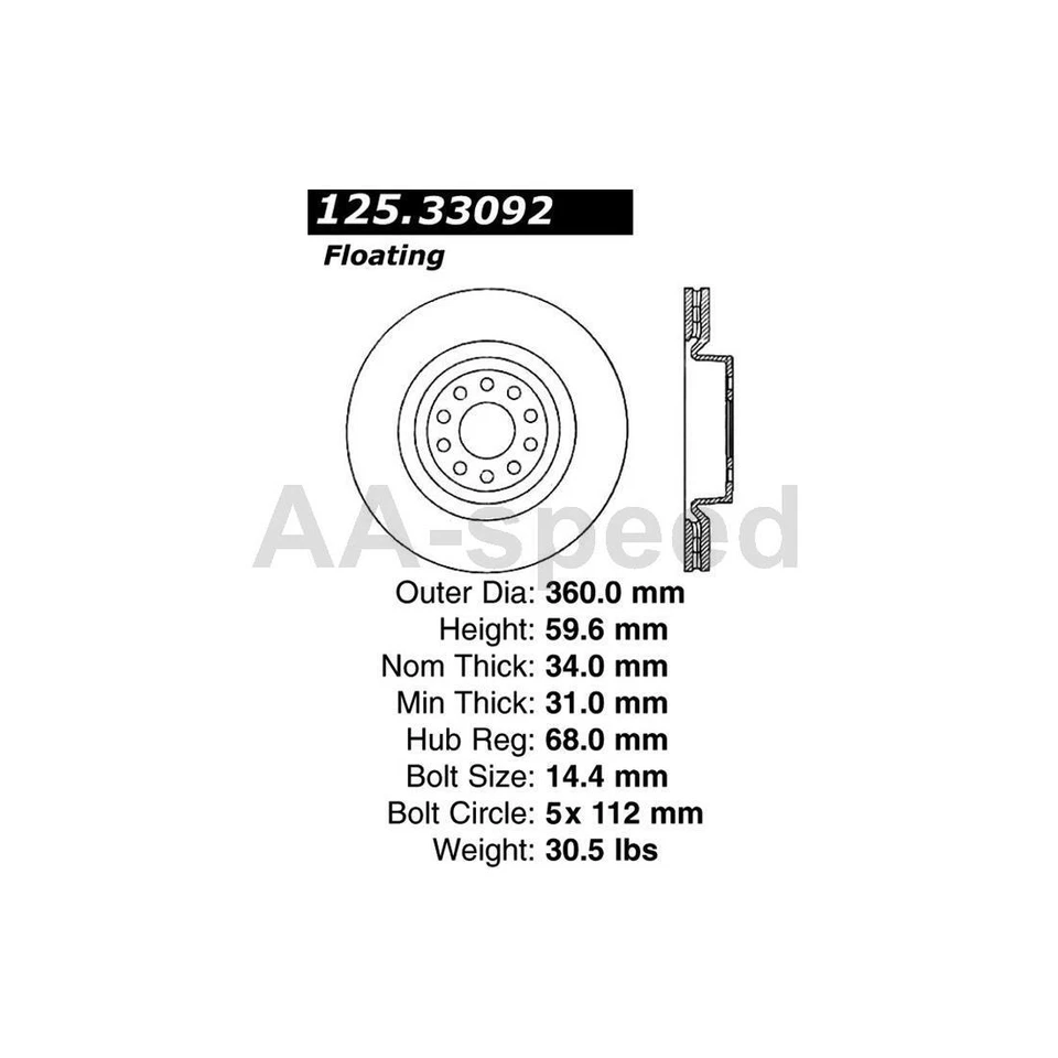 Rotor de freno delantero para Audi A8 Quattro 2010 2009 2008 2007 2006 2005 2004 Foto 4 de 4
