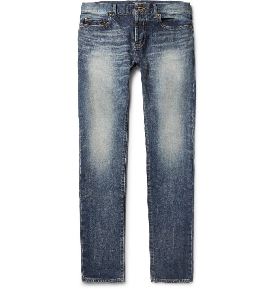 JEANS SAINT LAURENT SKINNY FIT 15 CM ORLO LAVATO DENIM ELASTICIZZATO TAGLIA 30 T02 $890