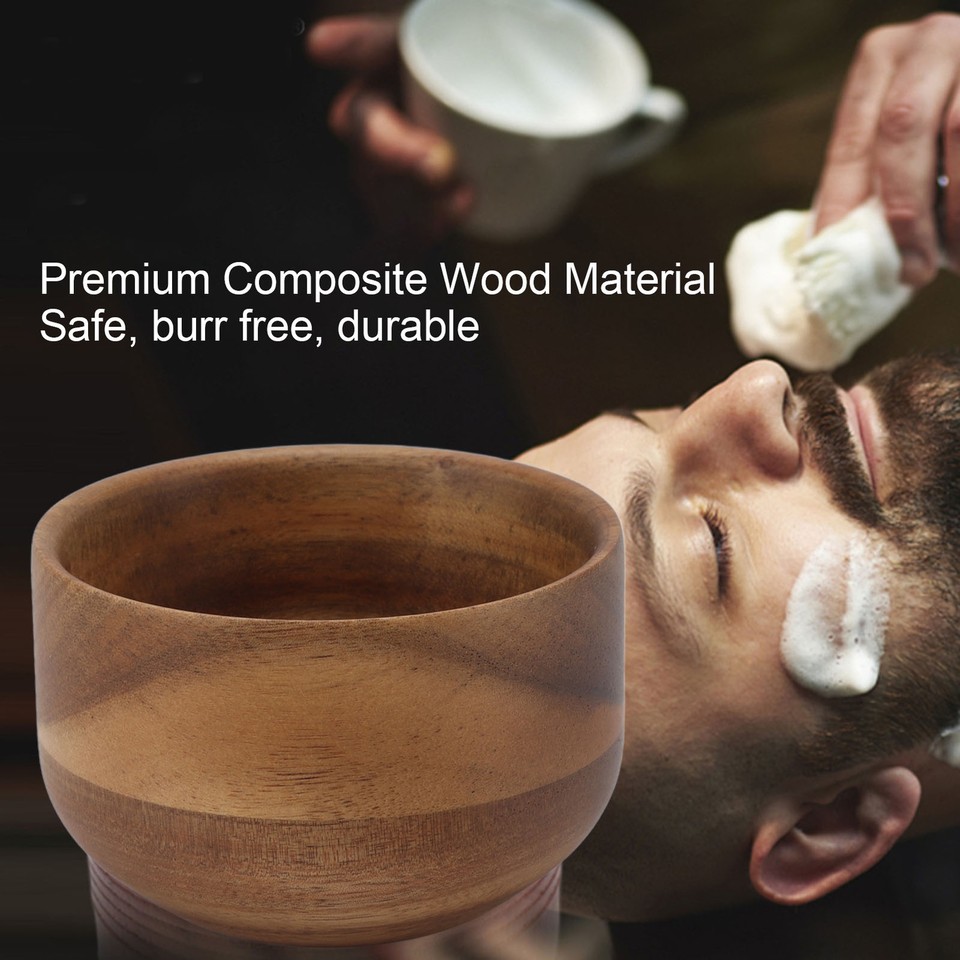 Wooden Men Shaving Bowl Burr Compact Shaving Cream Cup For Home Barber