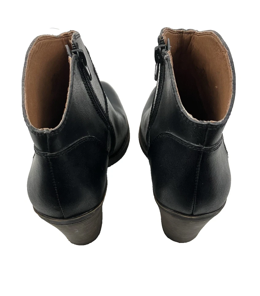 Lucky Brand Ehllen Women's Black Leather 3" Block Heel Ankle Booties Size 9 - Image 4 of 4