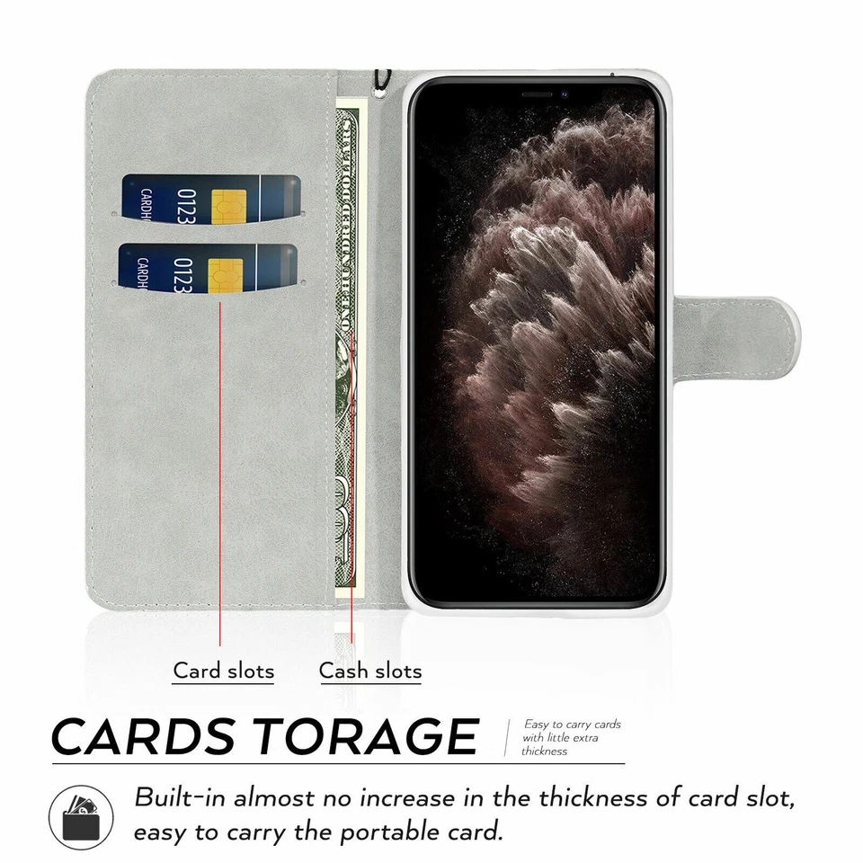 Para iPhone 17 Pro Max 16 15 14 13 12 Niña Brillante Cuero Abatible Billetera Estuche Foto 3 de 4