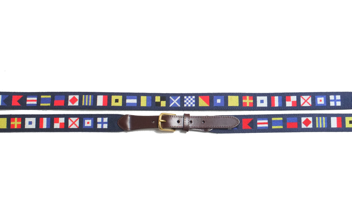 Nautical Flag Needlepoint Belt - Sailing / Boating 