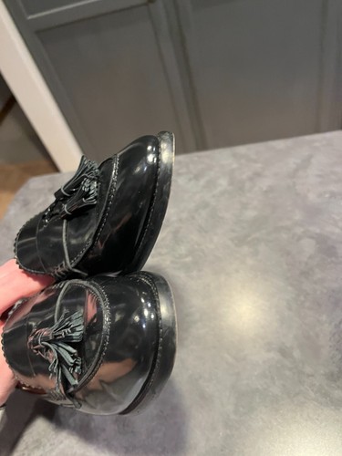 J Crew Shiny Black Leather Almond Toe W Tassel Penny Loafers Women's Sz 10 - Picture 6 of 11