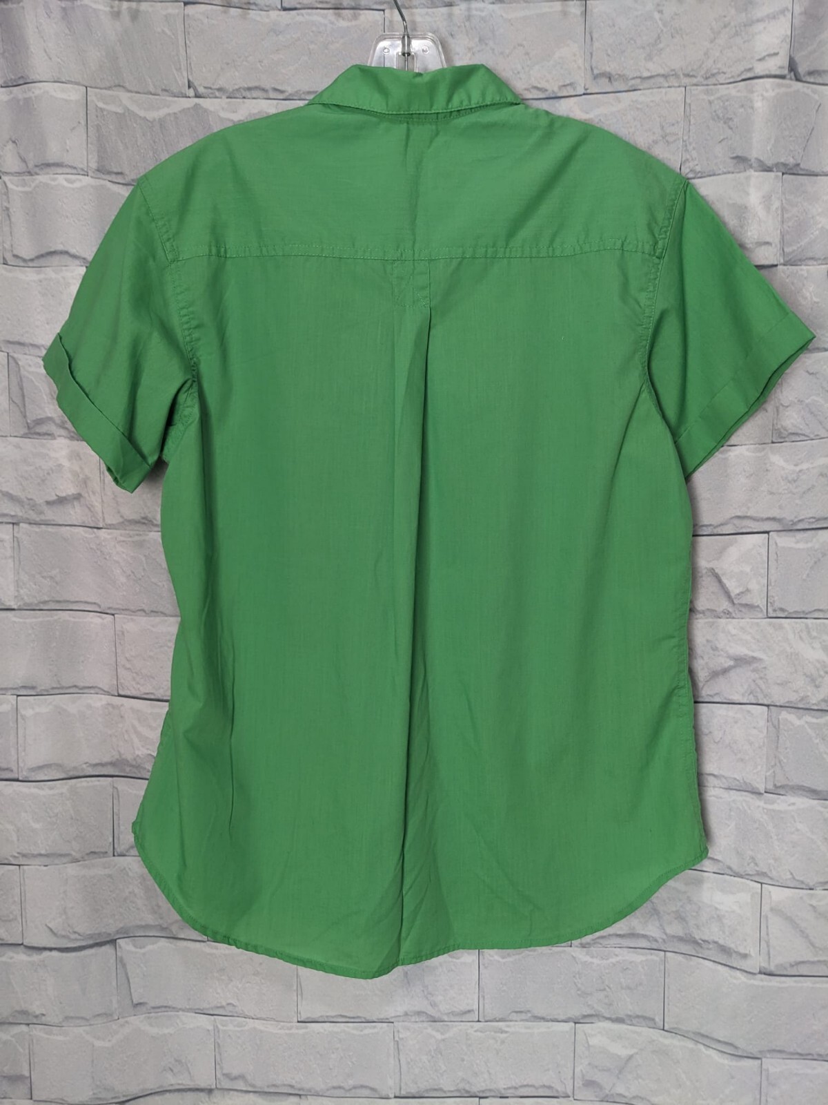 Basic Editions Women's Green Button-up Collared T… - image 2