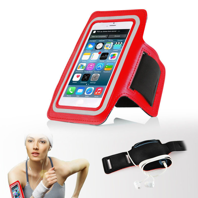 iPhone Red Premium Sports Armband Cover Case Running Gym