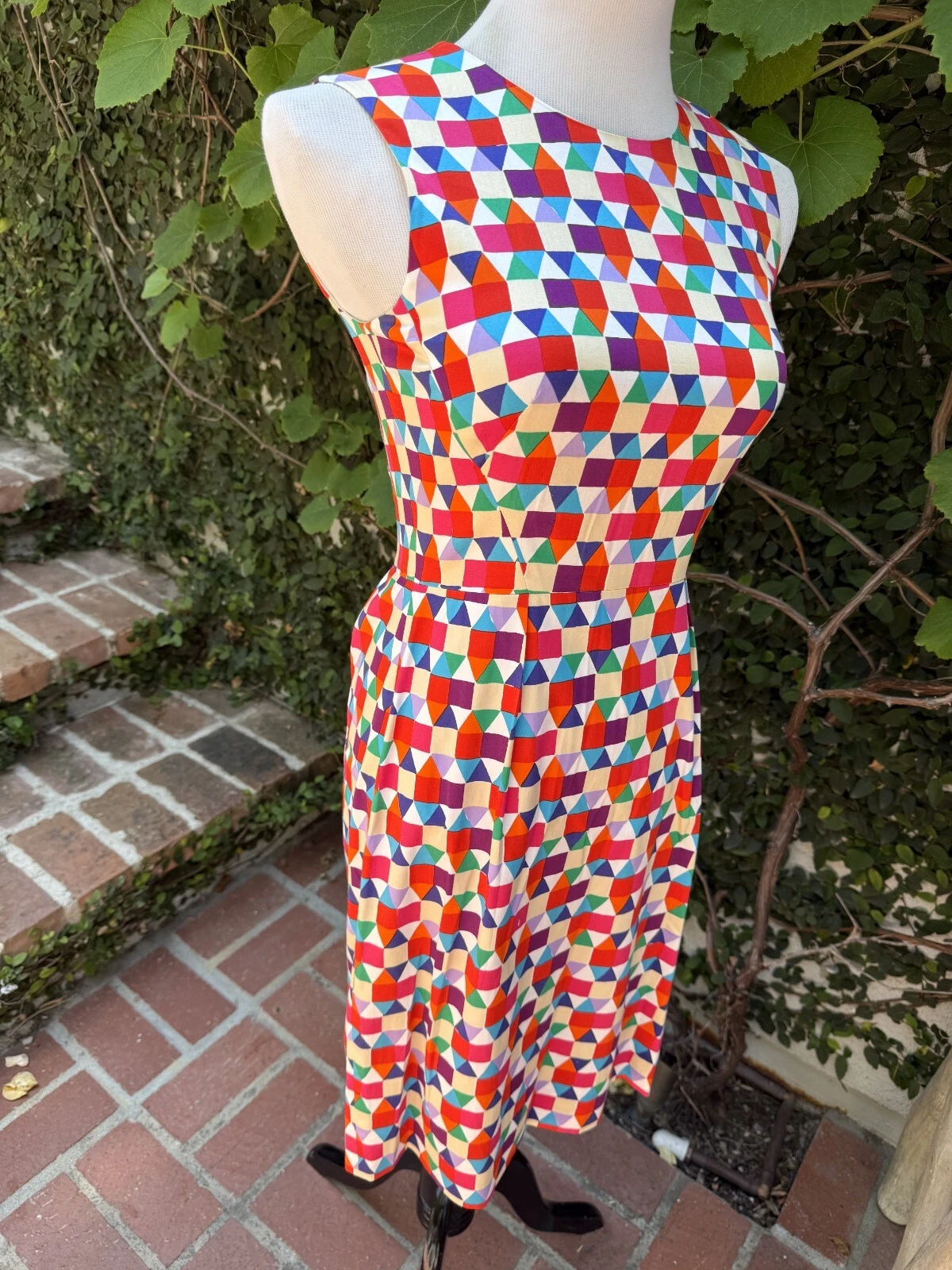 Abito Kate Spade Abbey in misto seta forma geometrica taglia 2