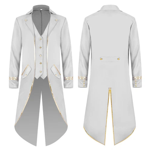 Para hombres Chaqueta Gótica Esmoquin Steampunk Abrigo Largo Halloween Medieval Disfraz Vestido - Imagen 19 de 23