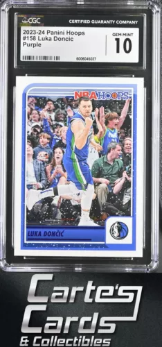Luka Doncic 2023-24 Panini NBA Hoops Winter #158 Purple Dallas Mavericks CGC 10