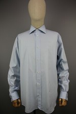 Hermes Collar Cutaway Mens Blue France Regular Fit Long sleeve Shirt Size M