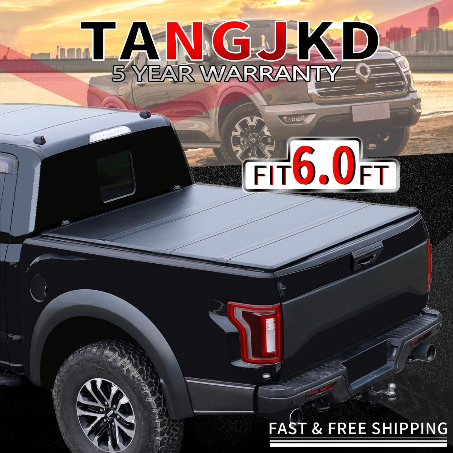 6 FT Hard Quad Fold Truck Bed Cover For 2016 2022 Toyota Tacoma Tonneau 