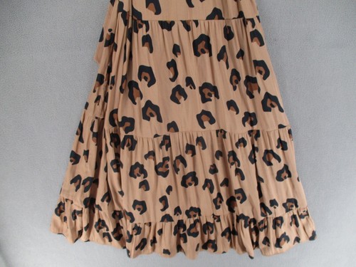 Witchery Dress Womens 16 Brown Leopard Tiered Tie Belted Sleeveless V A Line - Picture 13 of 15