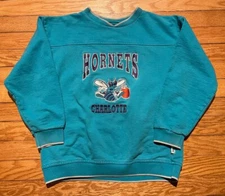 Vtg Mighty-Mac Sports Charlotte Hornets NBA Embroidered Pullover Size Youth M