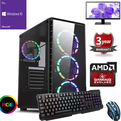 OCHW ULTRA FAST QUAD Thread Desktop Gaming PC Computer Bundle 16GB 1TB Windows 10 PBR